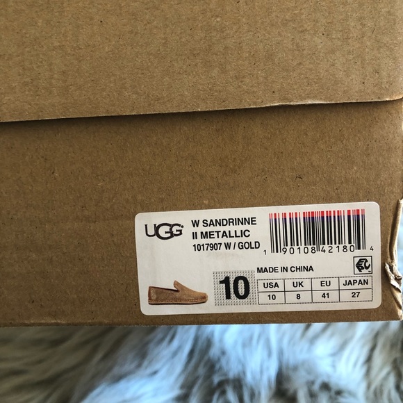 UGG NIB W Sandrine II Metallic W/ Gold sz 10 - Picture 7 of 8
